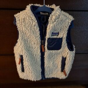 Patagonia Blue and Cream Fleece Vest
